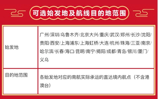 可约日期至2月18日！南航奇遇旅行 包机票+100元酒店券！