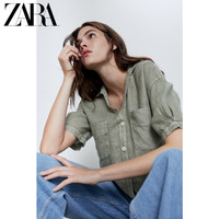 ZARA 02361500506 女士亚麻短衬衫 