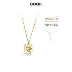 OOAKx YvonneChing经典复古伍尔芙头像金色硬币项链女锁骨链