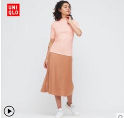 优衣库 女装 弹力棉质高领T恤(五分袖) 433576 UNIQLO