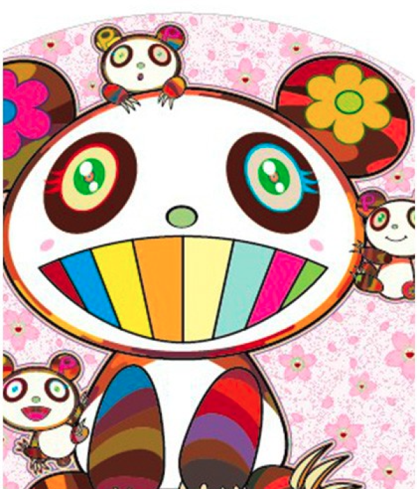 艺术品墨斗鱼艺术村上隆熊猫樱花版画日本直邮手工实木框装裱