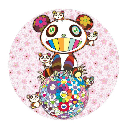 墨斗鱼艺术 村上隆 熊猫樱花版画 日本直邮 手工实木框装裱