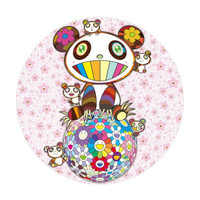 艺术品：墨斗鱼艺术 村上隆 熊猫樱花版画 日本直邮 手工实木框装裱
