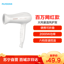 飞科(FIYCO)电吹风FH6232 2000瓦功率快速干发六档调节可折叠家用电吹风