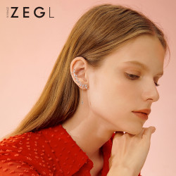 ZENGLIU树叶耳夹耳骨夹耳钉女水滴耳坠气质耳廓耳环高级感耳饰品