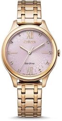 CITIZEN 女式模拟光动能手表不锈钢表带 EM0503-75X