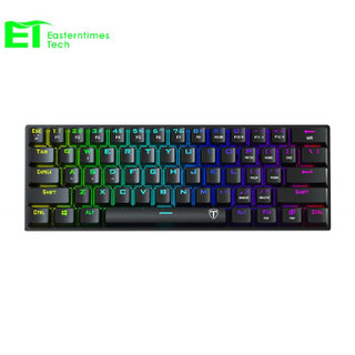ET I61机械键盘有线/无线蓝牙双模办公游戏61键迷你便携充电小键盘平板笔记本MAC电脑键盘RGB背光黑色黑轴