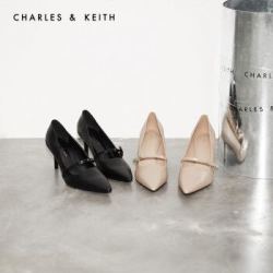 CHARLES&KEITH2021春季女士蝴蝶结饰尖头高跟单鞋