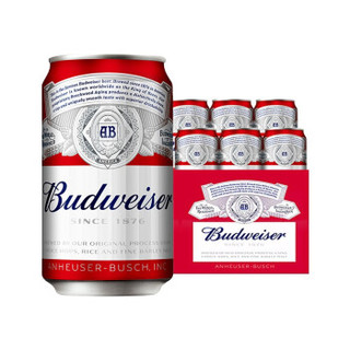 百威（Budweiser）淡色拉格啤酒 330ml*6听 整箱装+凑单品