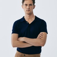 Massimo Dutti 00931454410-28 男士立领POLO针织衫短袖