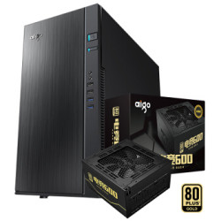 爱国者(aigo) 黑曼巴 黑色 主动式静音机箱+爱国者(aigo)额定600W 电竞600全模组台式机电脑电源