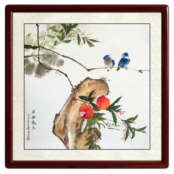 尚得堂 现代中式 手绘国画 花鸟画 背景墙挂画装饰画