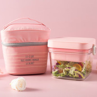 膳魔师（THERMOS）日式保冷沙拉饭盒可爱少女便当盒上班族便携带餐盒水果盒带包DJR-950-PK 粉色