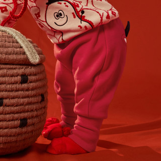 巴拉巴拉宝宝裤子婴儿长裤男童运动裤PP裤女童2021新款加绒 90cm 中国红60608