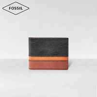 FOSSIL Fossil钱包2020新品欧美复古撞色牛皮短款男小众设计感真皮钱包