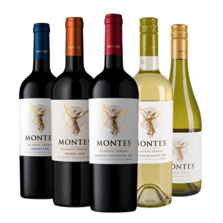 智利蒙特斯Montes 天使系列赤霞珠梅洛6瓶整箱 5支组合干红葡萄酒