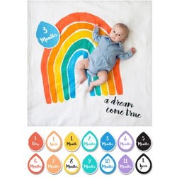 Lulujo Baby 加拿大多功能新生儿包巾抱毯 盖毯婴儿抱被 宝宝襁褓巾抱被 盖毯 浴巾月龄成长纪念 LJ585 +凑单品