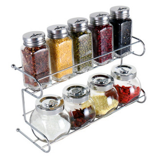 拜杰（Baijie）玻璃调料盒套装调味罐调味盒调料罐十件套双层置物架 *4件