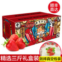 现摘丹东99红颜奶油草莓 久久红颜草莓 新鲜水果礼盒装 空运直达 年货礼盒 3斤礼盒装 *3件