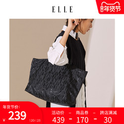 ELLE女包2020秋冬新品98174老花大容量购物袋四方结构托特包袋