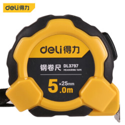 deli 得力 DL3797 包胶自锁钢卷尺 5m*25mm