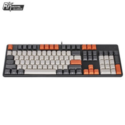 RK K104机械键盘有线键盘游戏键盘104键全尺寸PBT拼色键帽机械白色背光黑色茶轴