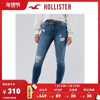 Hollister2020年秋季新品高腰时尚加倍紧身牛仔裤 女 307579-1 *3件