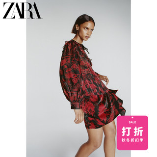 ZARA 08741267065 女装蝴蝶结饰印花裙 