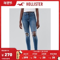 Hollister2020秋季新品气质较高腰加倍紧身牛仔裤 女 306373-1 *3件