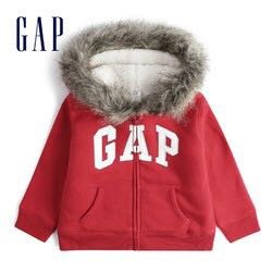 Gap 盖璞 女幼童 LOGO仿羊羔绒运动开衫