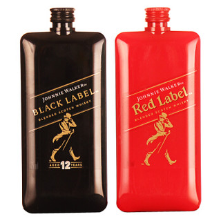 尊尼获加（Johnnie Walker）洋酒 威士忌黑牌200ml+红牌200ml（口袋瓶套装）