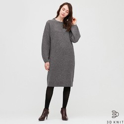 UNIQLO/优衣库 女装 3D羊毛混纺灯笼袖连衣裙(长袖) 432327