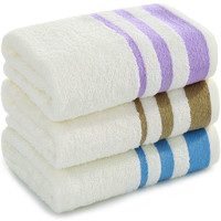 SANLI 三利 毛巾套装 3条装 32*70cm 咖缎+蓝缎+紫缎