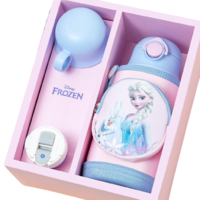 PLUS会员：Disney 迪士尼 儿童双盖保温水杯 礼盒装 600ml 粉色冰雪