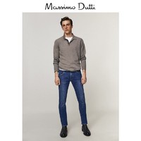 Massimo Dutti男装 修身版石洗刷纹牛仔裤 00044144405