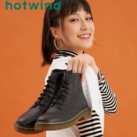 hotwind 热风 H95W0801 女士牛皮系带马丁靴