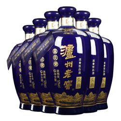 LUZHOULAOJIAO 泸州老窖 蓝花瓷 头曲 大瓶大容量 浓香型白酒 52度 1000ml 6瓶