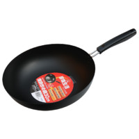 珍珠生活 GP-173 炒锅(30cm、无涂层、铁质、黑色)