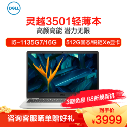 戴尔（DELL）灵越Ins15-3501 15.6英寸第十一代英特尔®酷睿™i5高性能轻薄本笔记本电脑