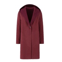 UNIQLO 优衣库 女士长款大衣 420227 暗红色 L 