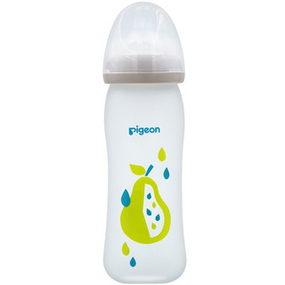 Pigeon 贝亲 经典自然实感系列 硅胶保护层彩绘奶瓶 240ml 梨子 3月+