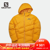 萨洛蒙（Salomon）男女款 户外运动防风防泼水舒适轻量保暖鹅绒羽绒服 PUFFDOWN JKT 【男】黄色 201006 M