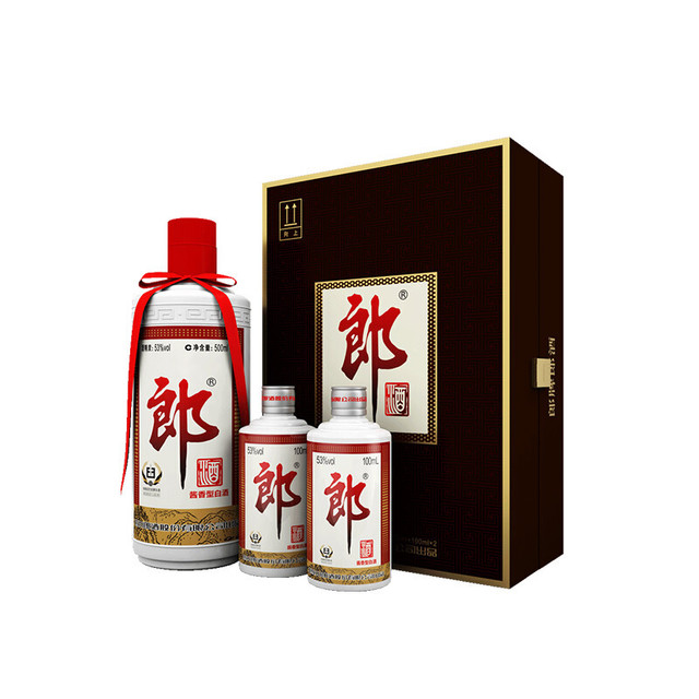 郎酒 郎牌郎酒 53%vol 酱香型白酒 500ml+100ml*2瓶 礼盒装