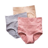 YUZHAOLIN 俞兆林 1020 女士棉质高腰蜂巢三角内裤套装 3条装(粉色+肤色+灰色)