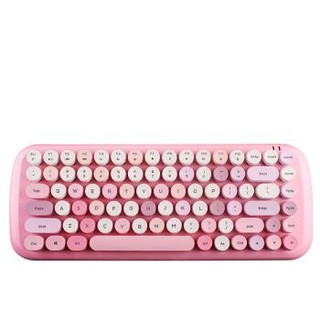 摩天手(Mofii)LUSC 无线机械键盘 圆形可爱粉色 家用办公无线打字 少女心笔记本外接键盘 青轴 粉色混彩