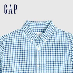Gap男装透气长袖衬衫夏季590550 E 新款时尚格纹基本款衬衣 *3件