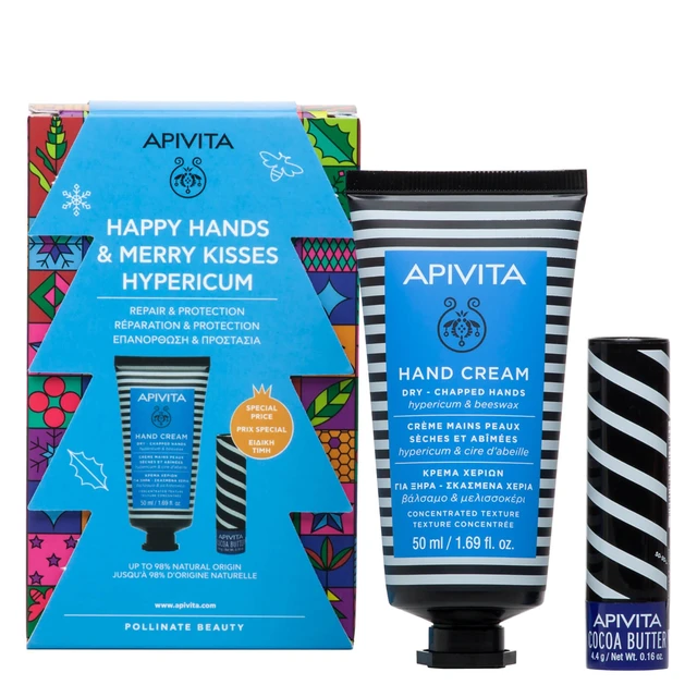 APIVITA 保湿护肤礼盒 (金丝桃护手霜50ml+可可脂唇膏4.4g) 限量版