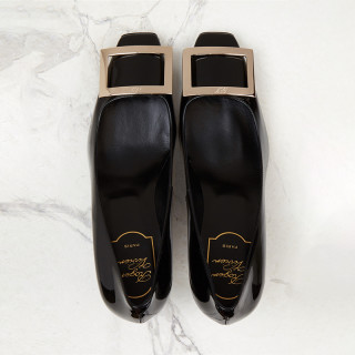 Roger Vivier 2021早春女鞋Trompette经典方扣喇叭跟漆皮单鞋 RVW40015280D1P