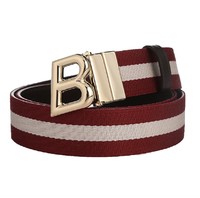 BALLY 巴利 男士纺织板扣皮带BUCKLE 6221446 金色红白色 100