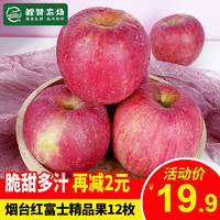 烟台栖霞红富士苹果水果 精品果12枚装 果径75mm左右 个大皮薄 脆甜多汁 新鲜苹果水果 星优选